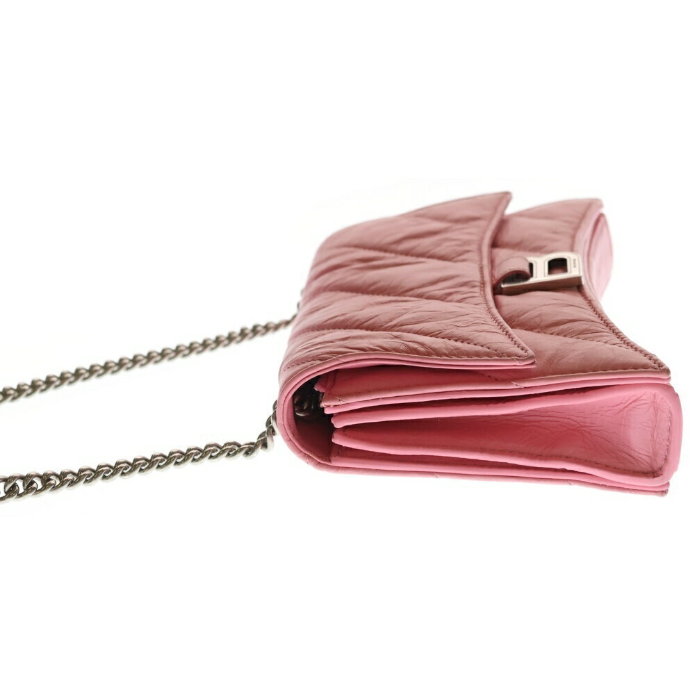 BALENCIAGA Crush Sling Bag Chain Shoulder Clutch Pink - Picture 3 of 6